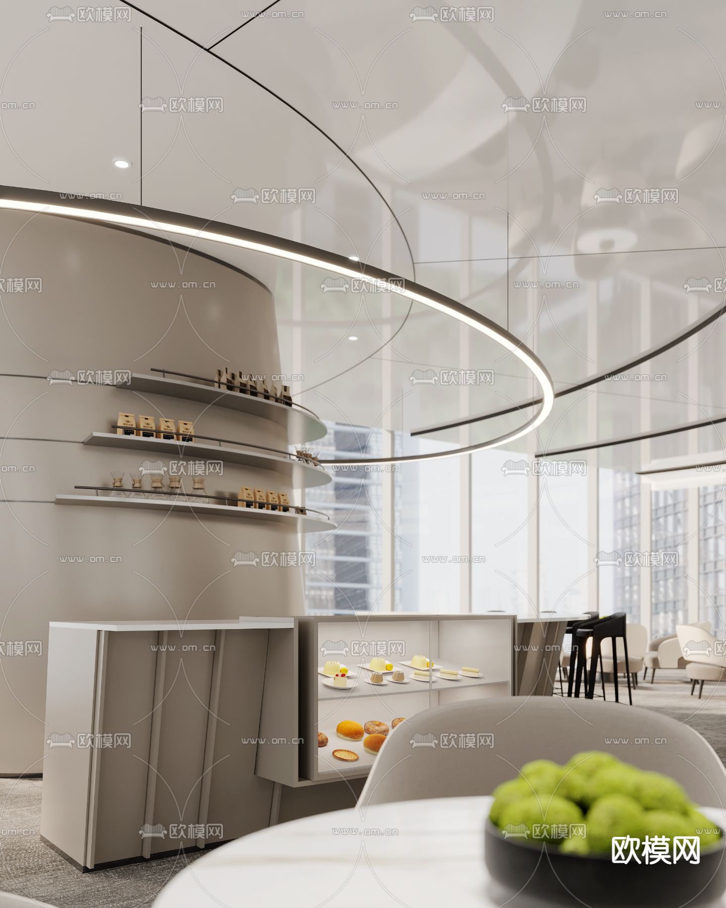 现代休闲茶水吧su模型下载（渲染图1）
