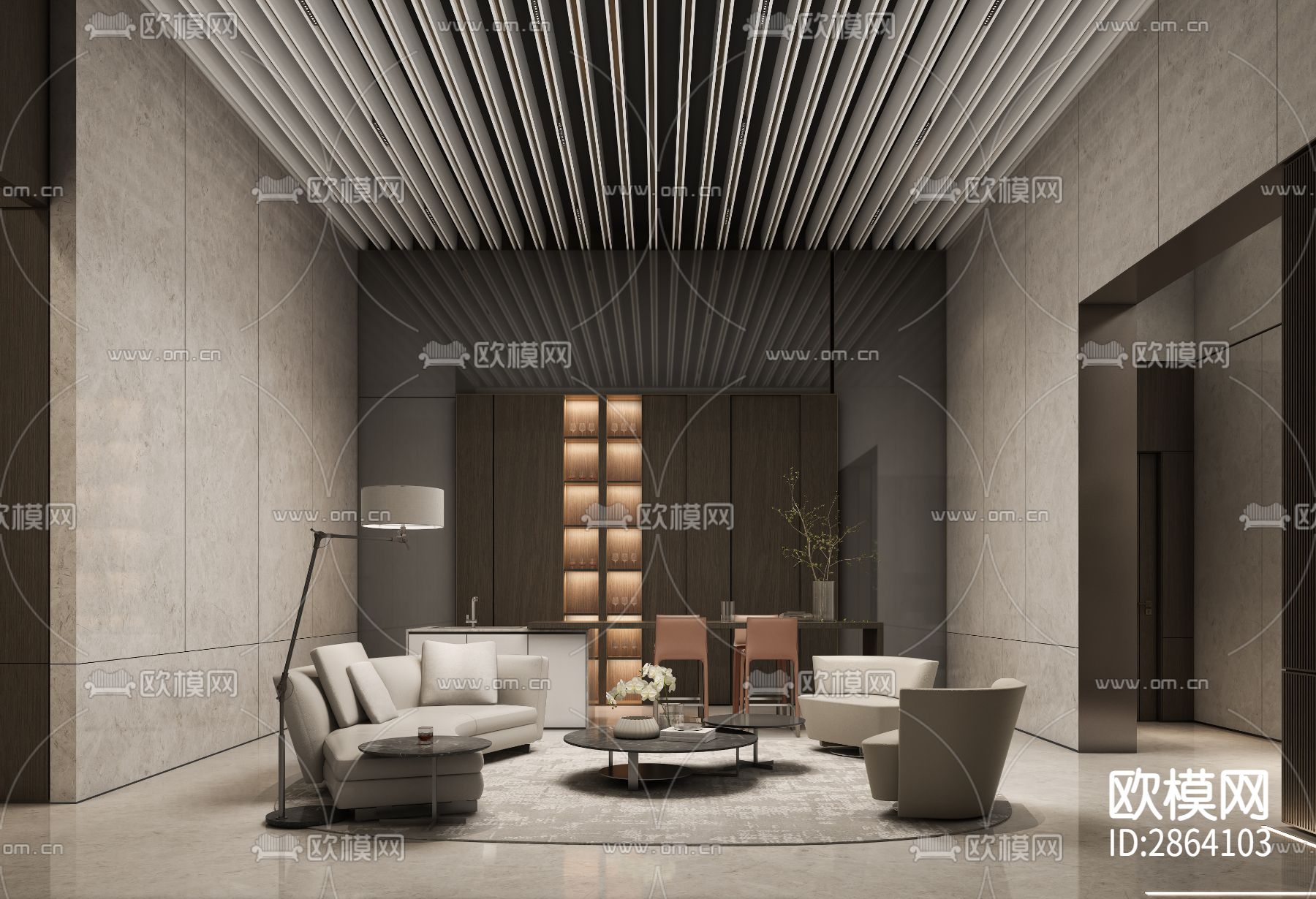 家装平层cad施工图下载（渲染图6）