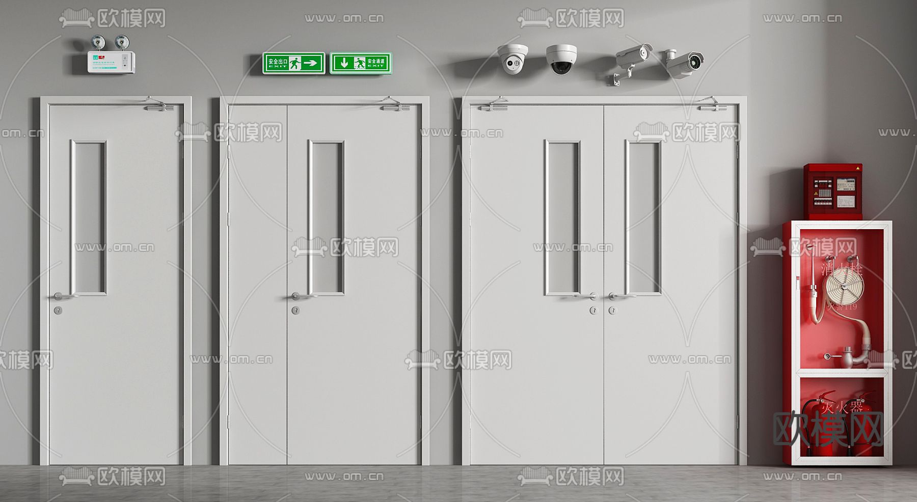 消防门 防火门 安全门 消防栓3d模型下载