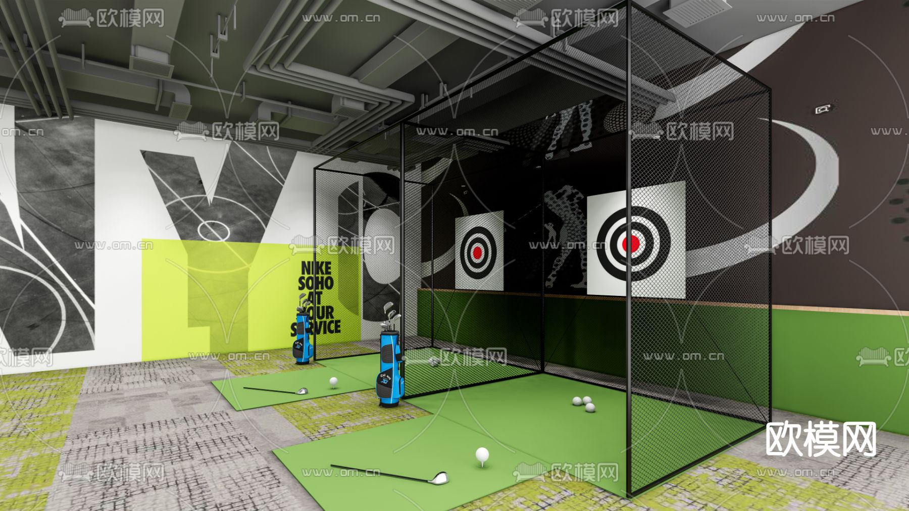 高尔夫打击笼su模型下载（渲染图1）
