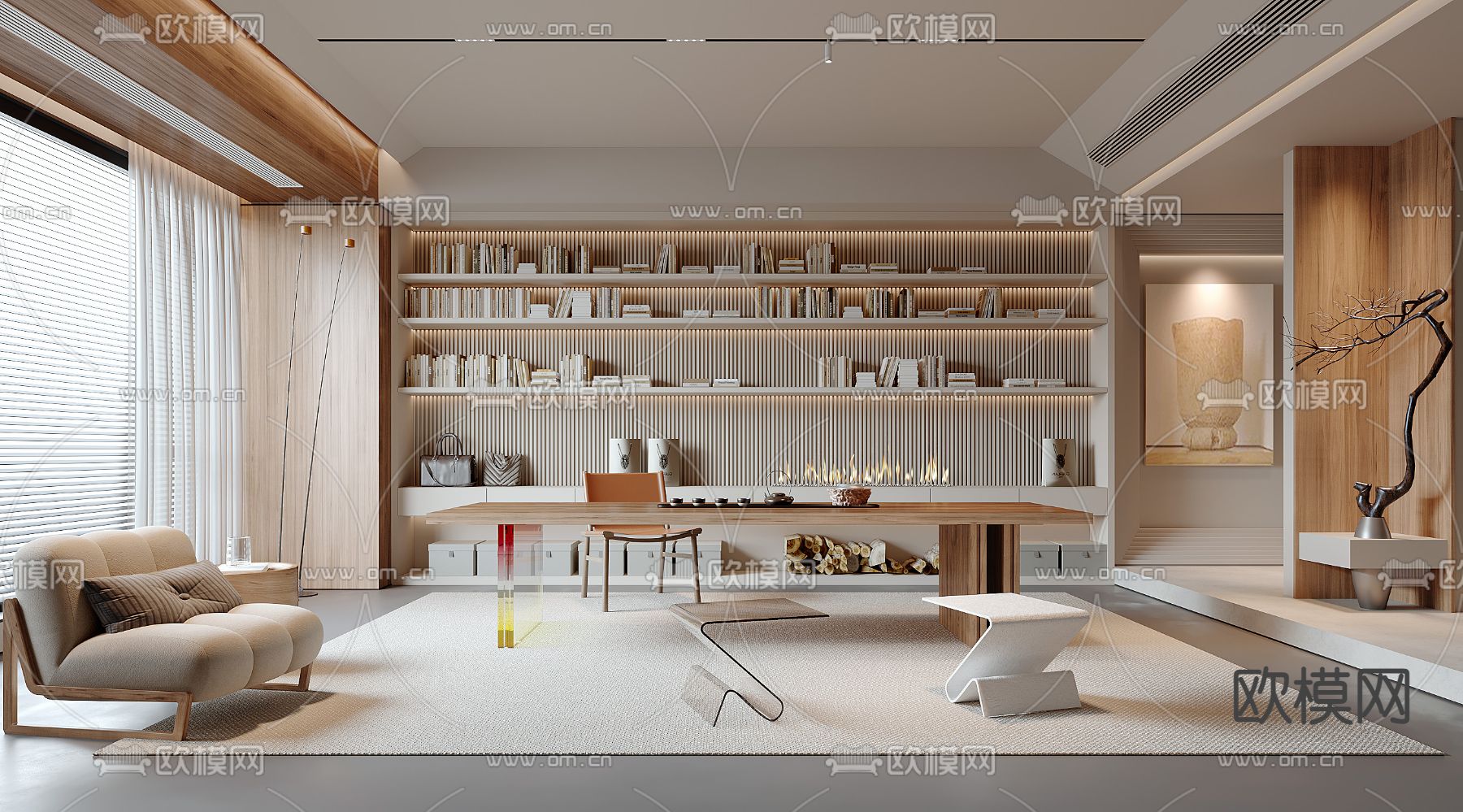 现代茶室3d模型下载（渲染图1）