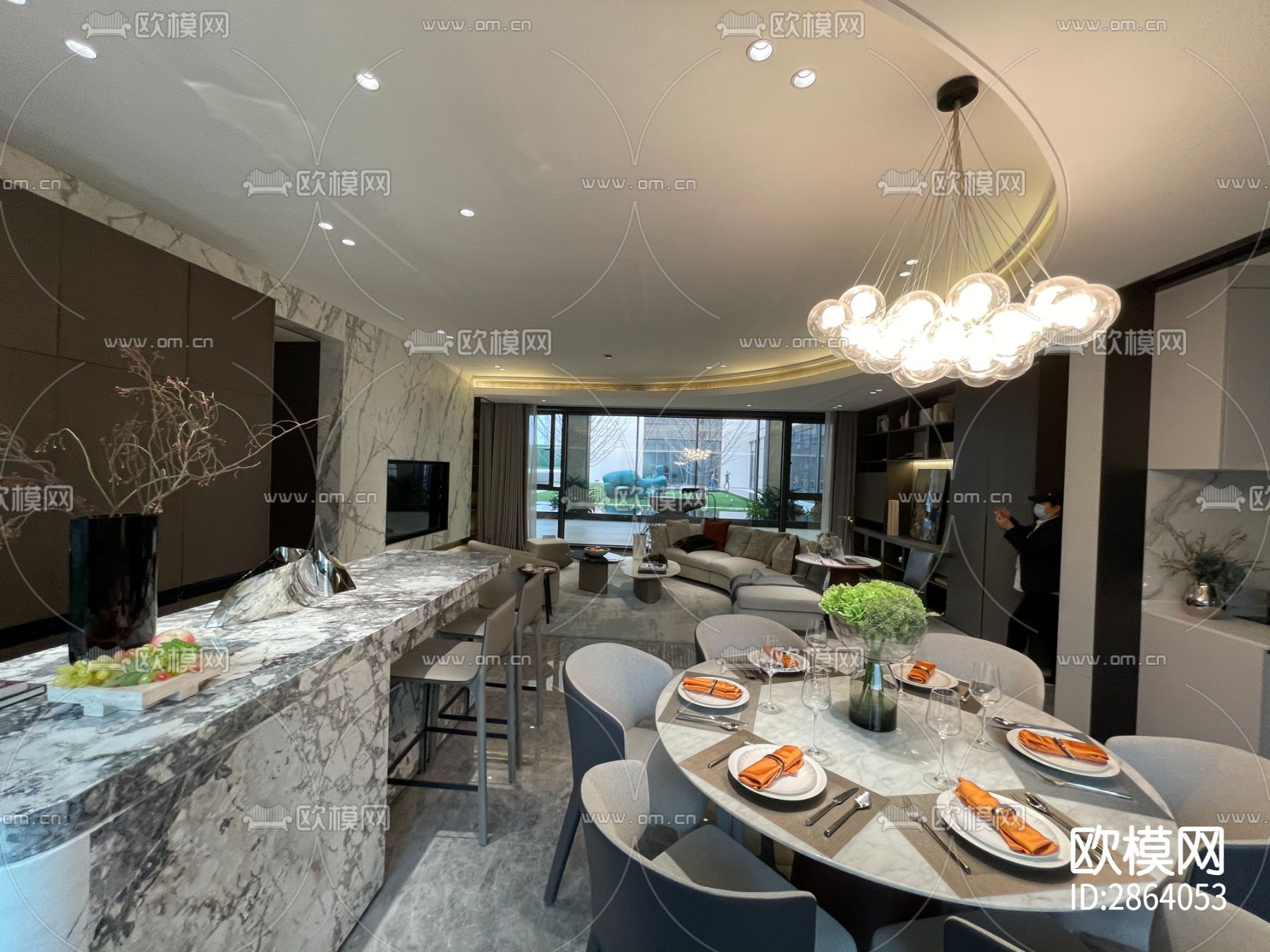 家装平层cad施工图下载（渲染图9）