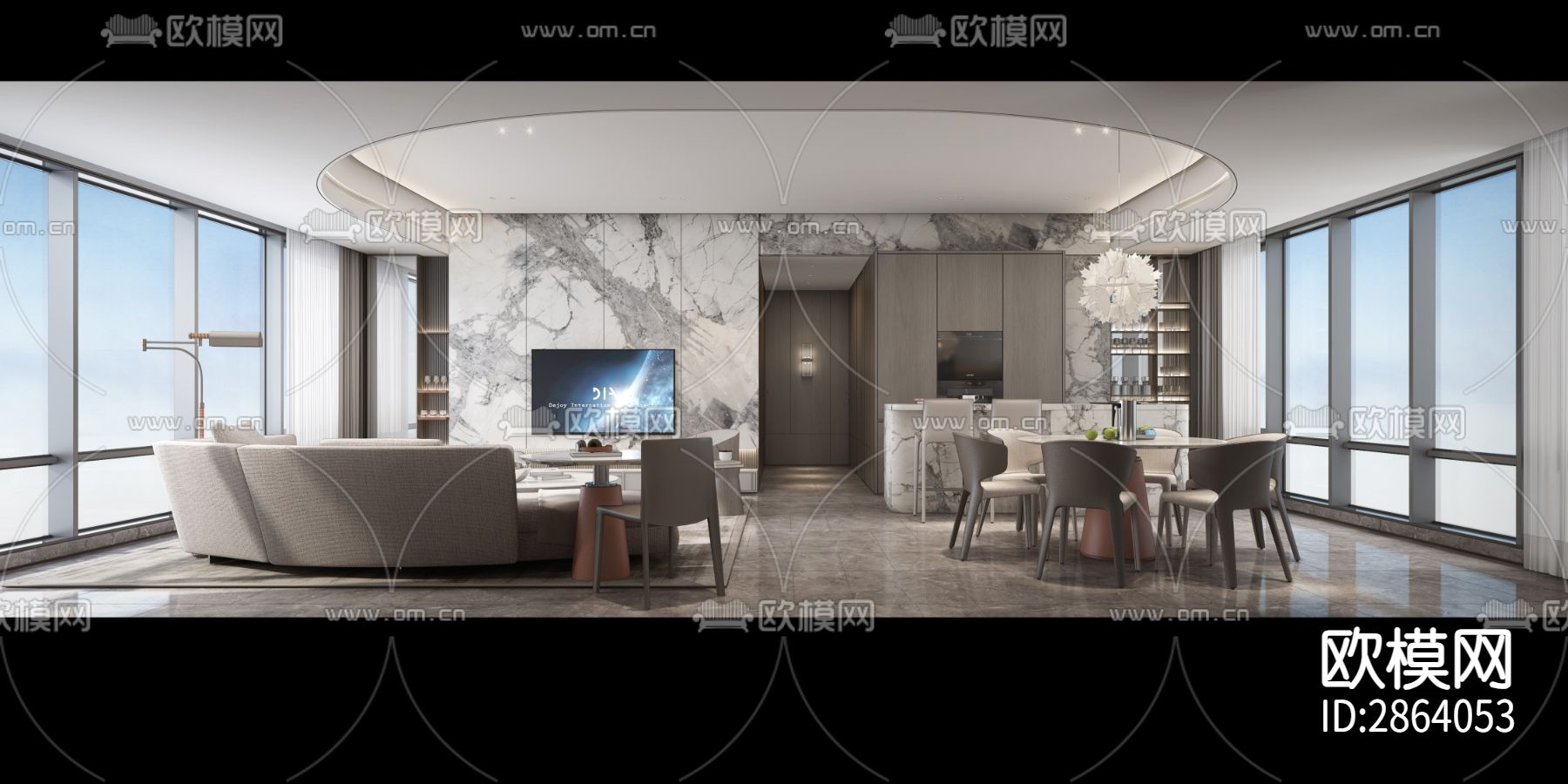 家装平层cad施工图下载（渲染图4）