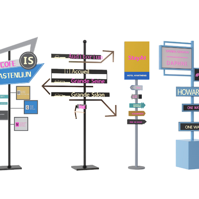  商业指示牌 导视牌 招牌su模型 