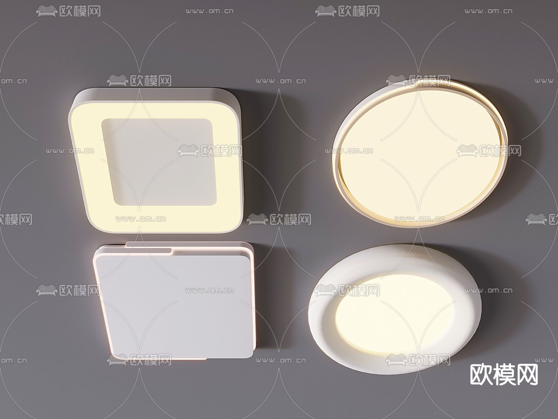 奶油风吸顶灯su模型下载（渲染图1）