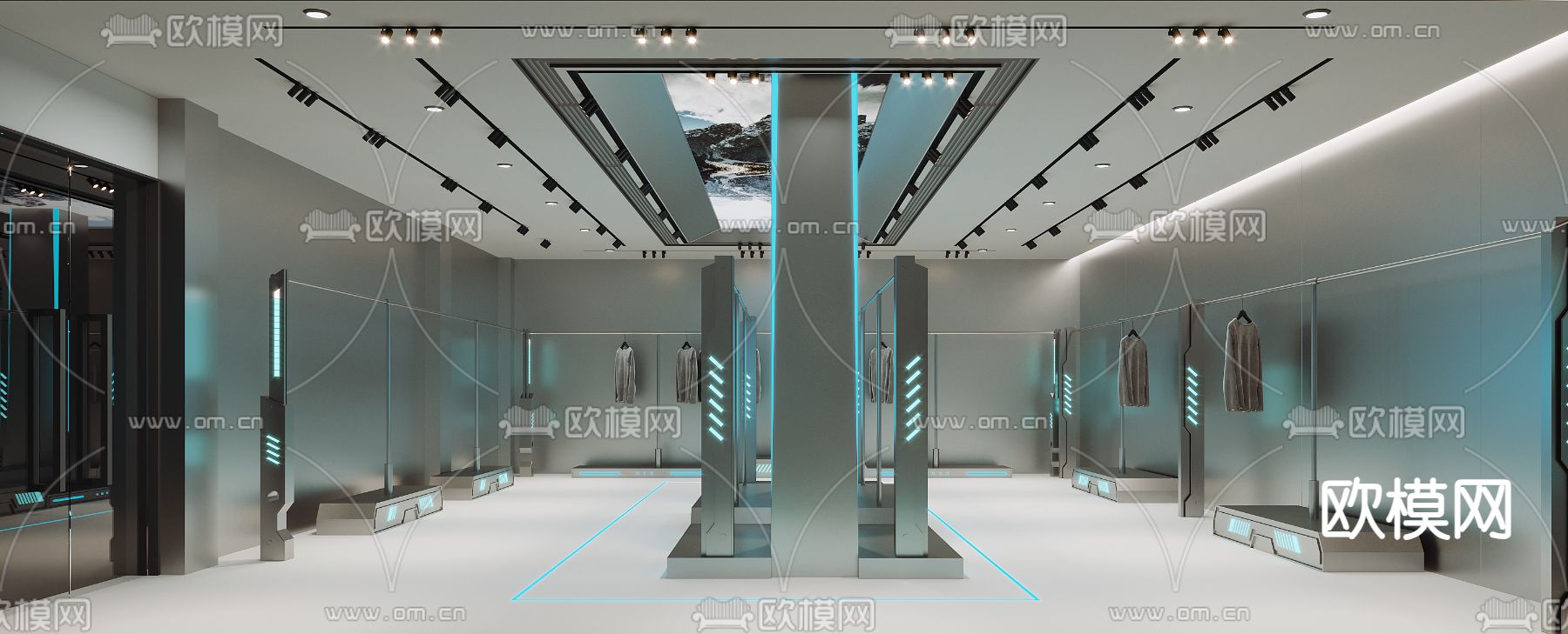 工业风服装店3d模型下载（渲染图1）