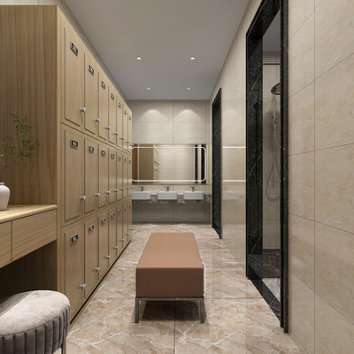  健身房更衣室su模型 