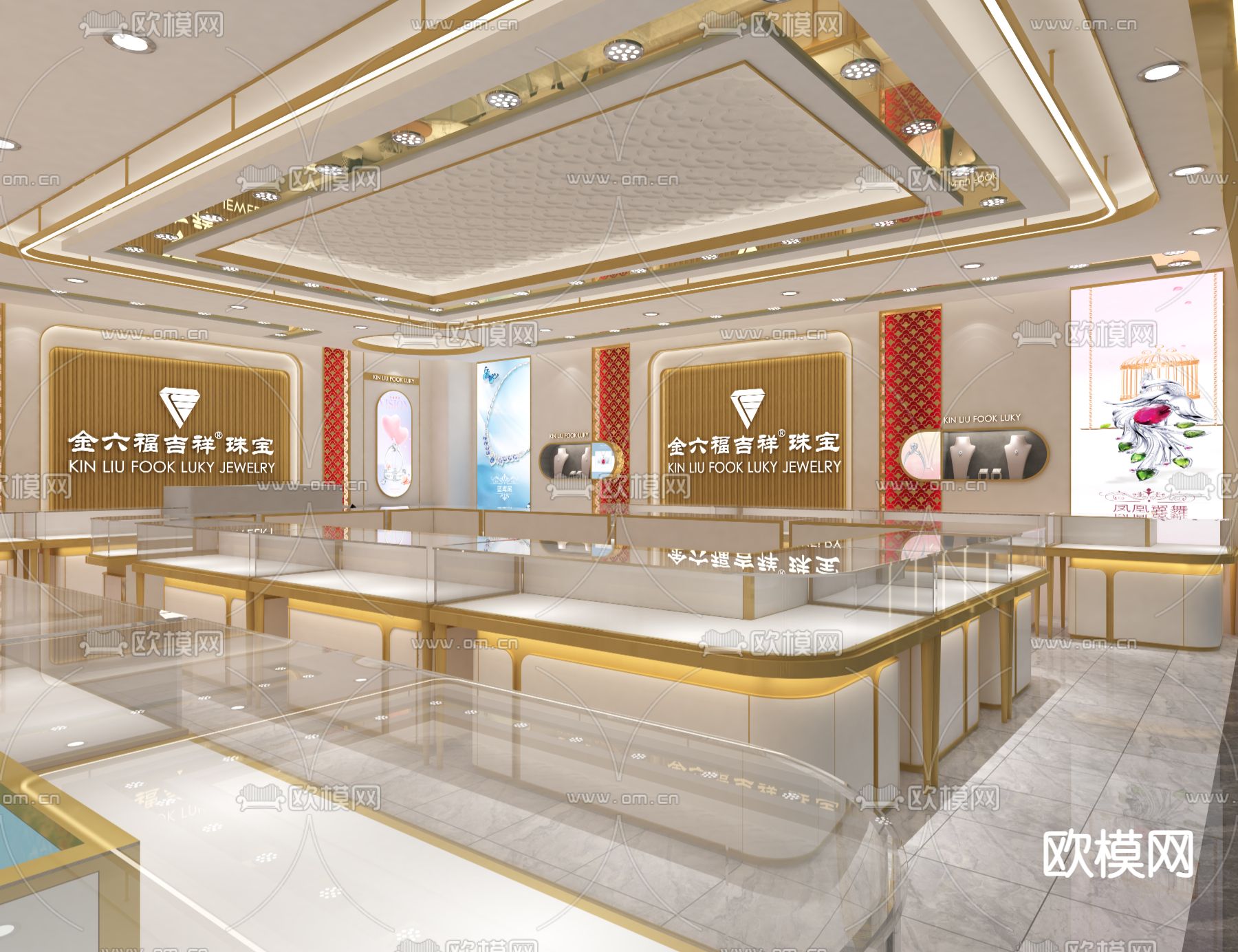 新中式珠宝店3d模型下载（渲染图1）