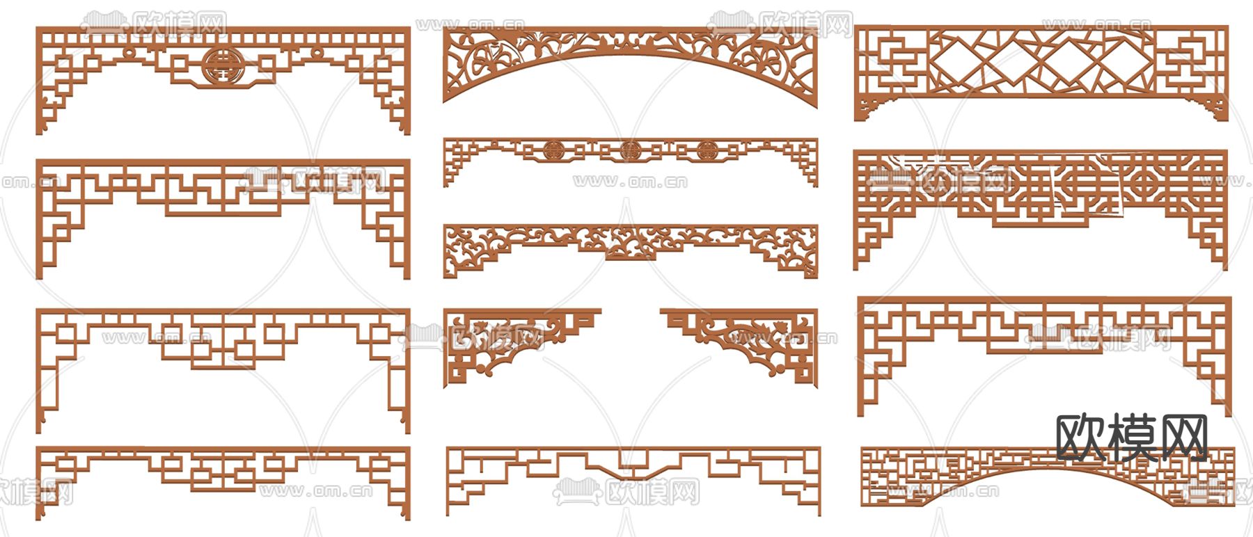 新中式镂空角花角线su模型下载（渲染图2）