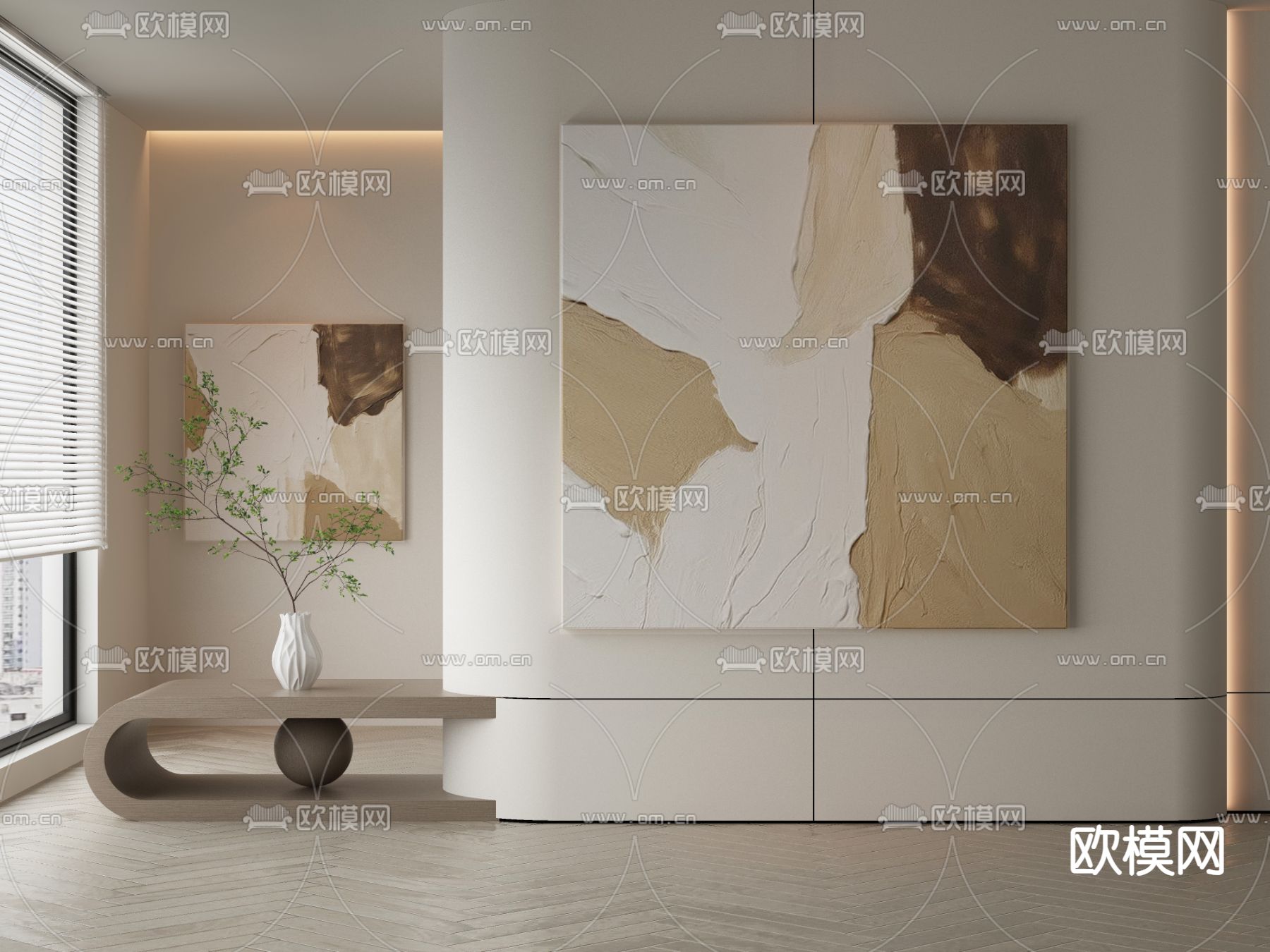 侘寂画 装饰画 肌理画 抽象画3d模型下载