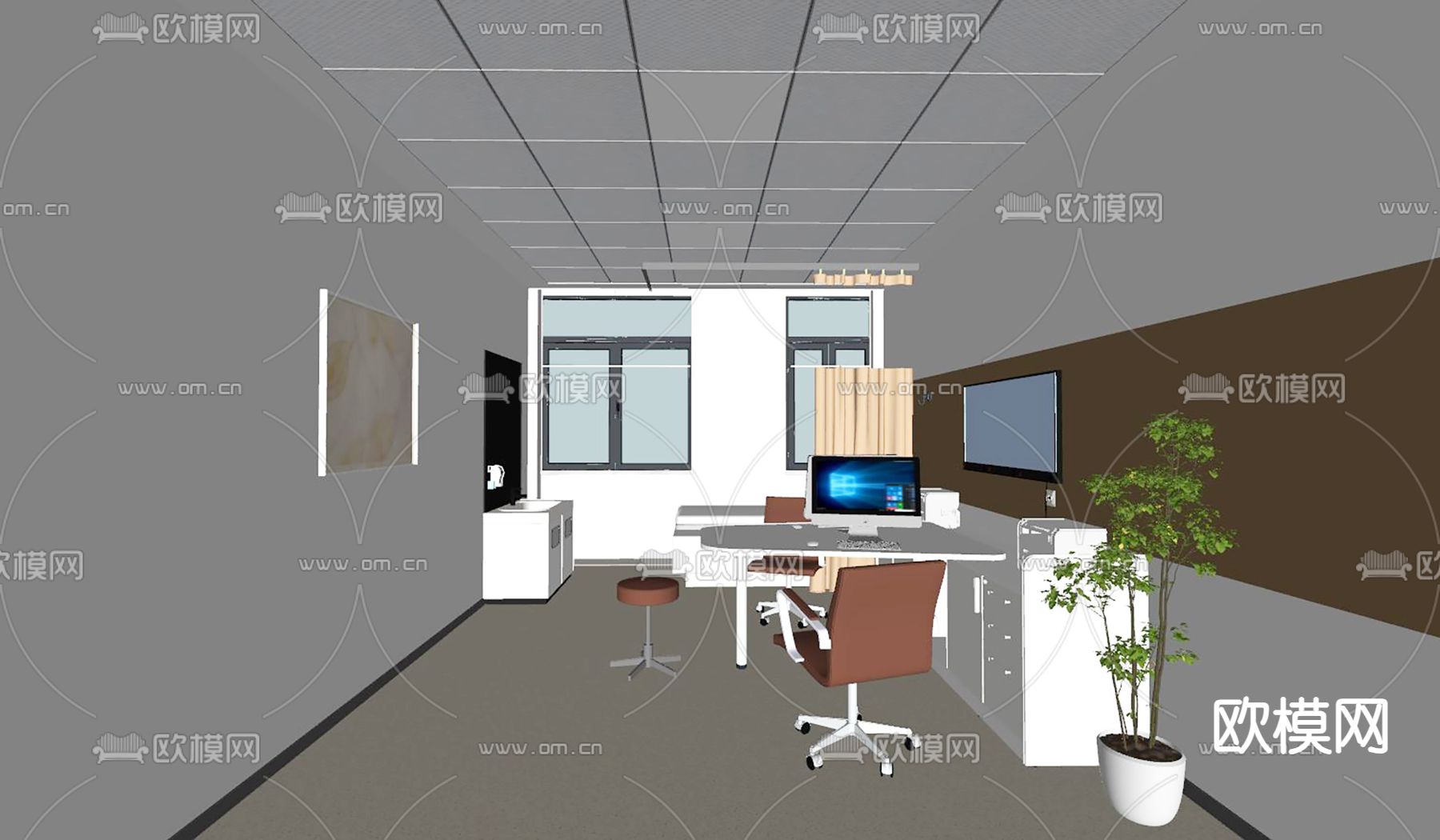 现代医院门诊室su模型下载（渲染图2）
