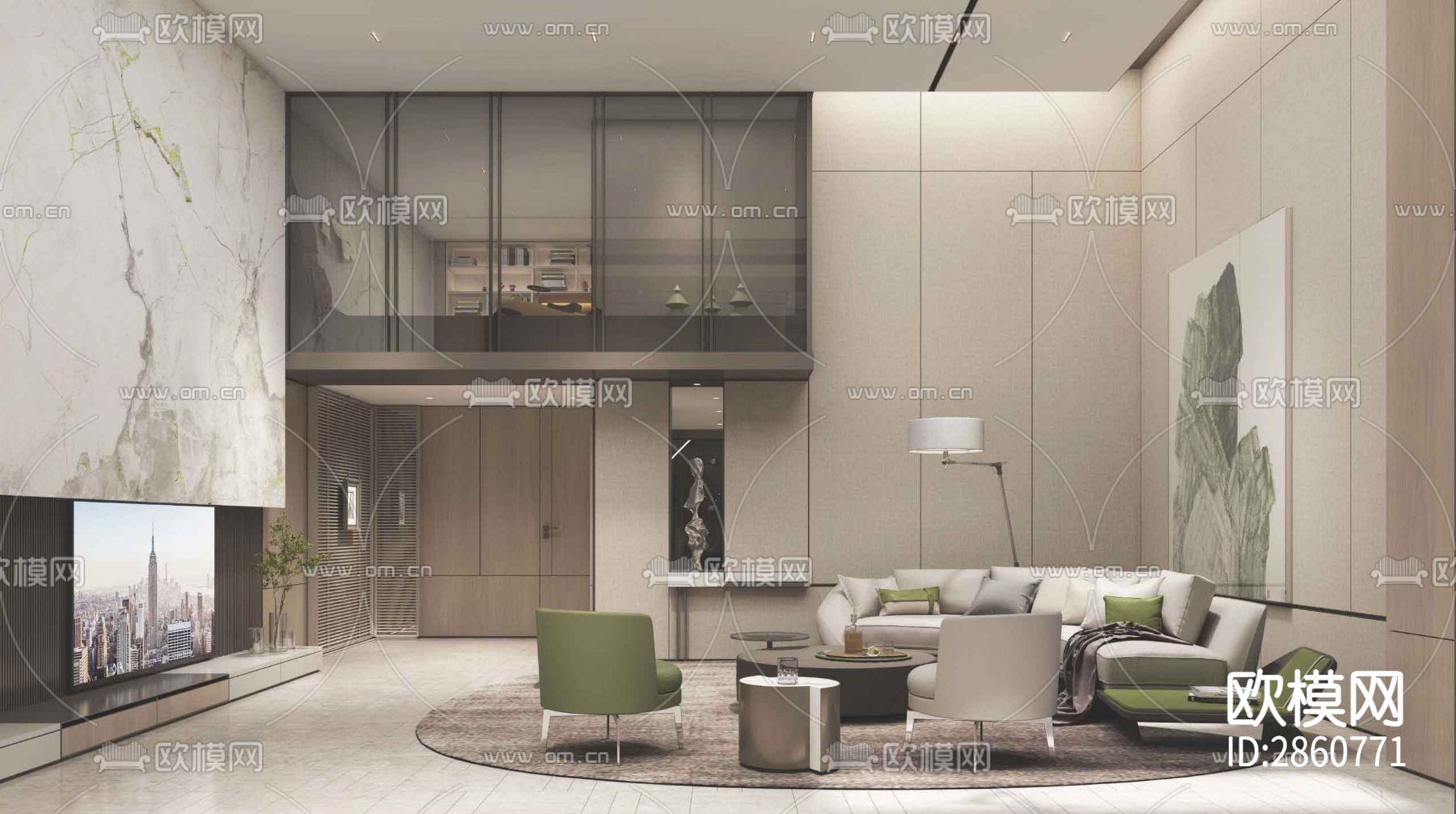 四层叠墅cad施工图下载（渲染图9）