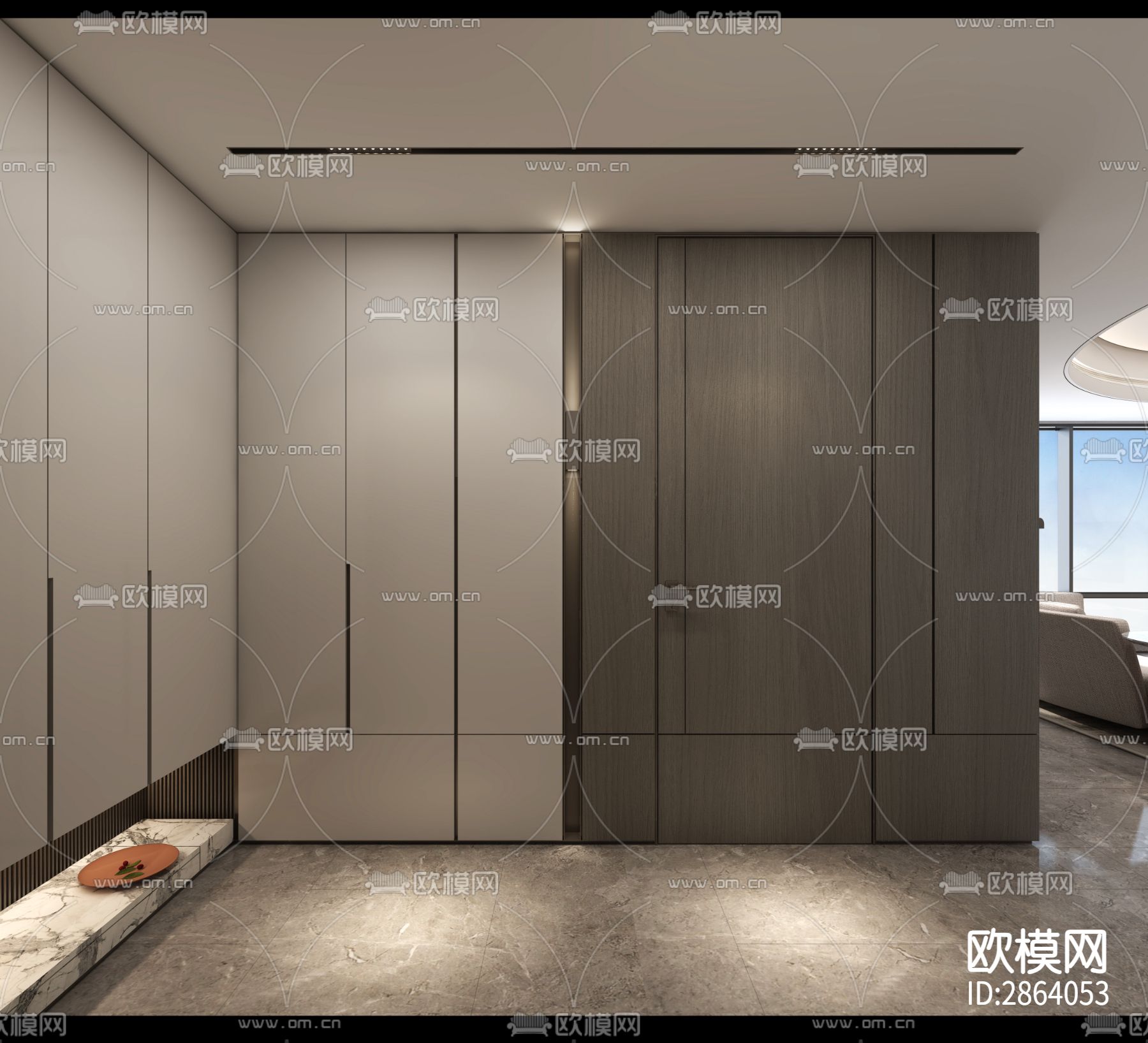 家装平层cad施工图下载（渲染图2）