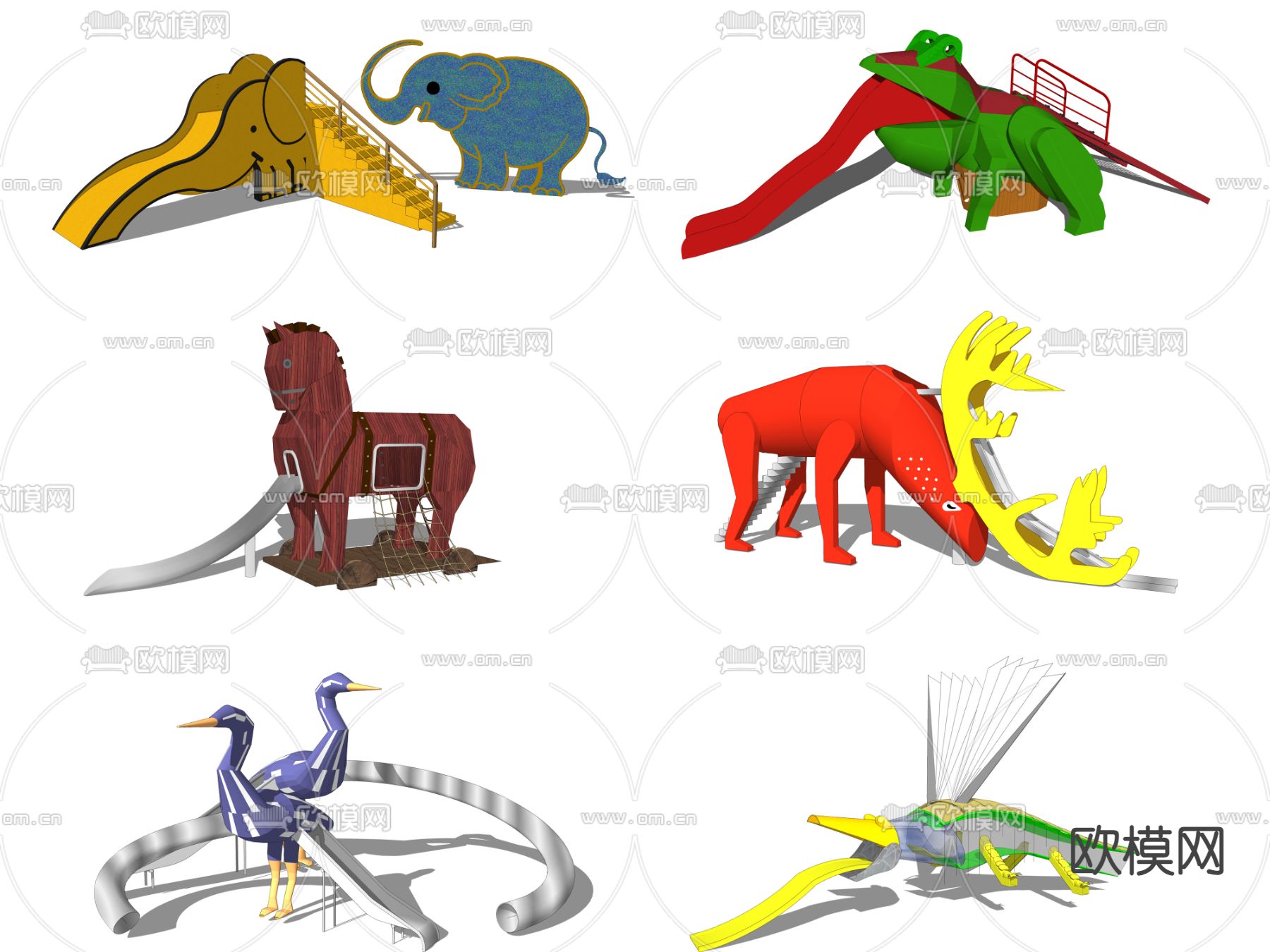 游乐设施 儿童滑滑梯su模型下载（渲染图2）