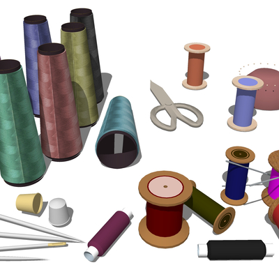  针织线 缝纫针线su模型 