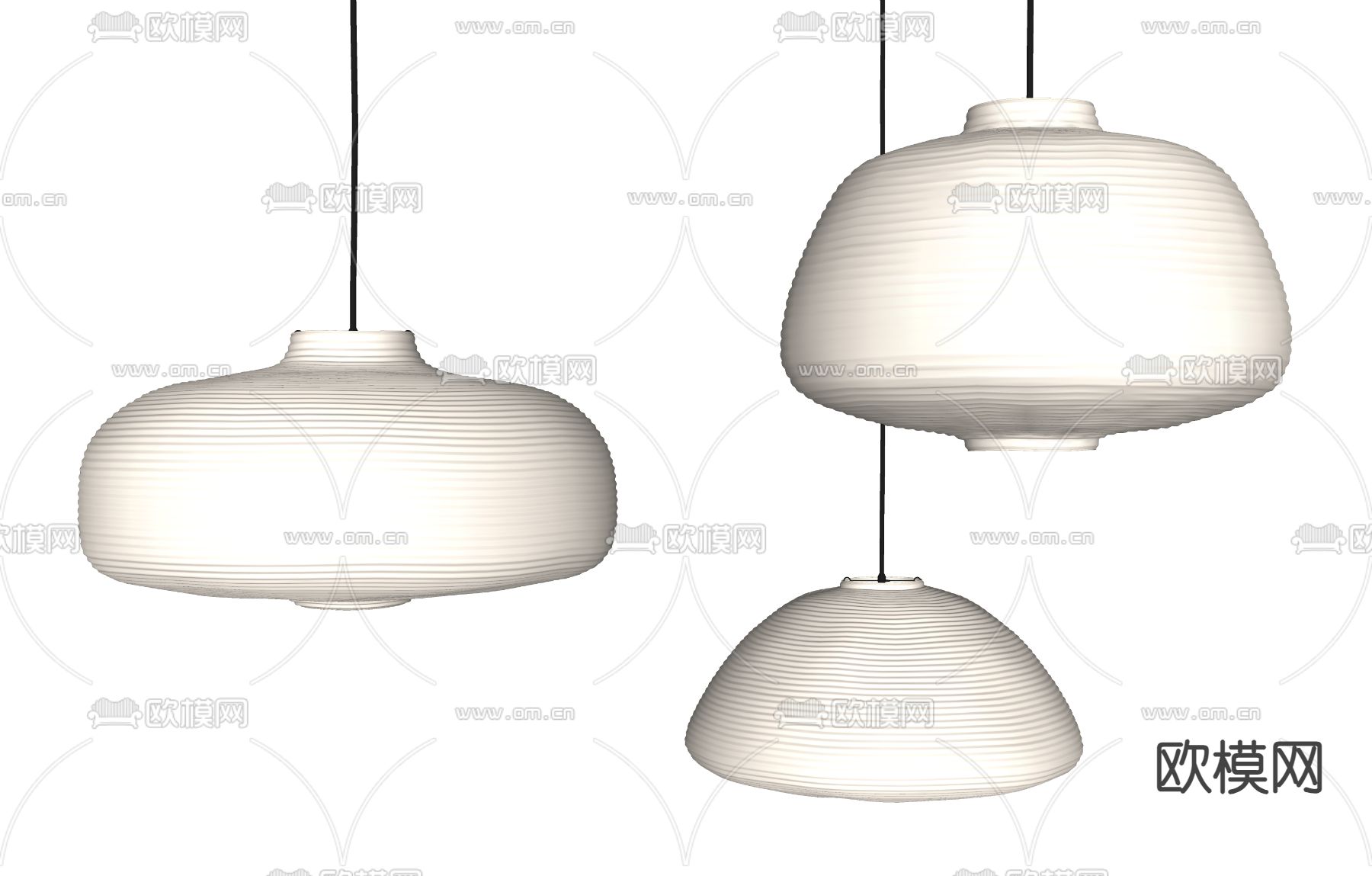 日式吊灯su模型下载（渲染图2）
