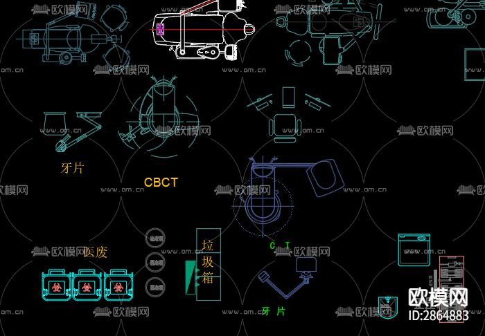 医院口腔设备cad图库下载（渲染图4）