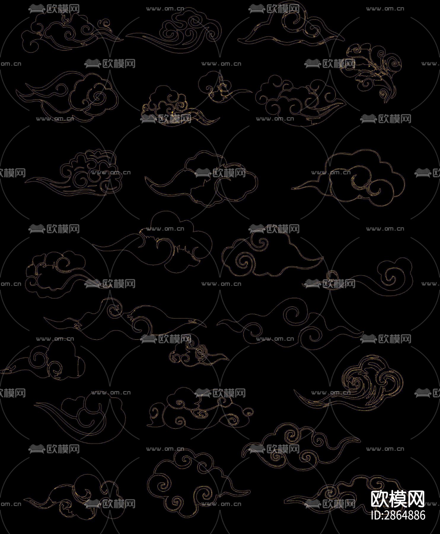 新中式云纹cad图库下载（渲染图5）