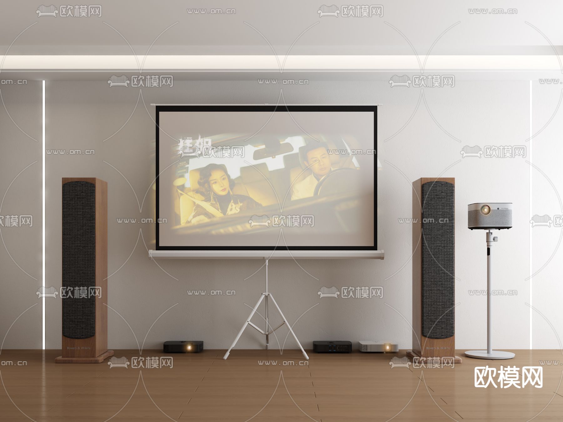 投影仪 投影幕布 音响3d模型下载