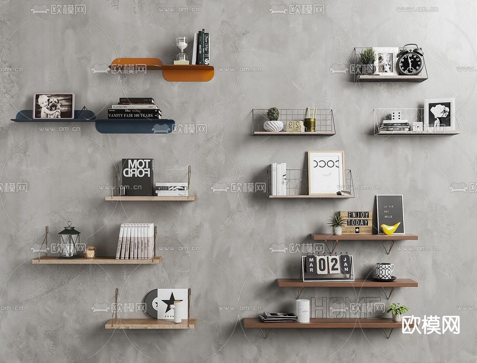 北欧隔板装饰架su模型下载（渲染图1）