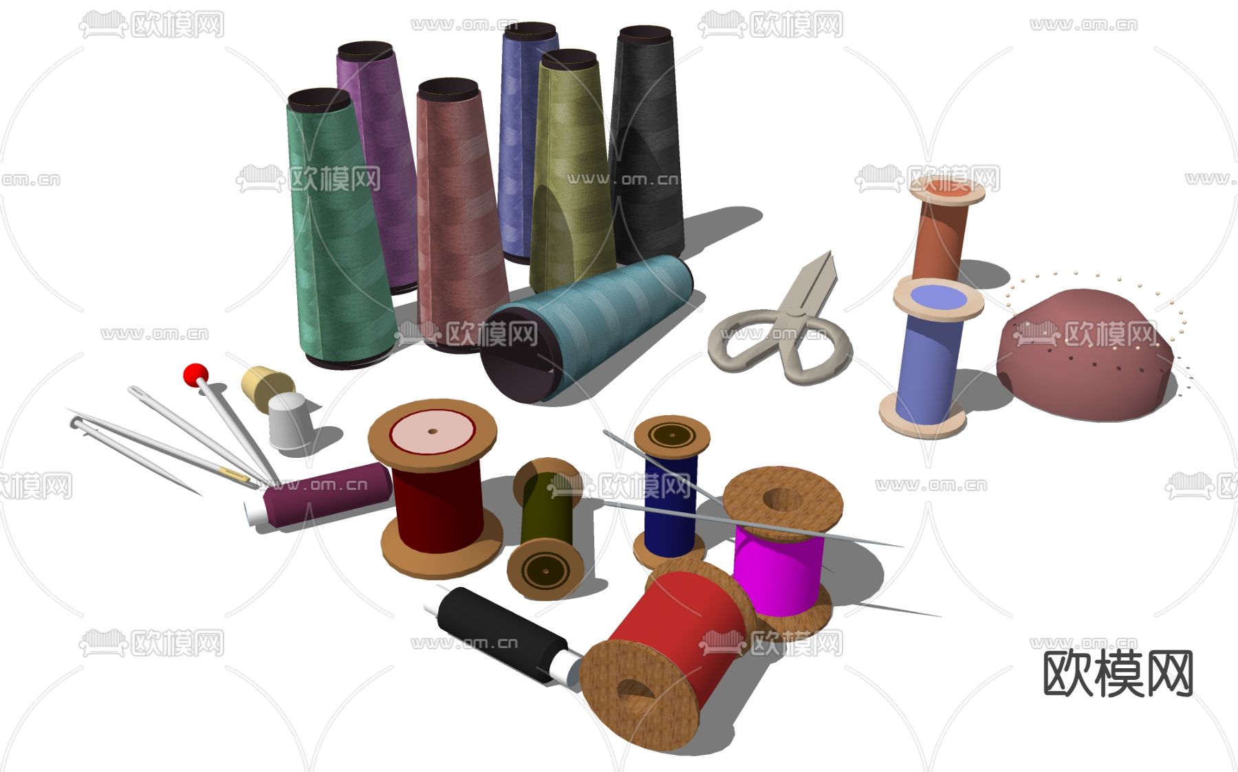 针织线 缝纫针线su模型下载（渲染图2）