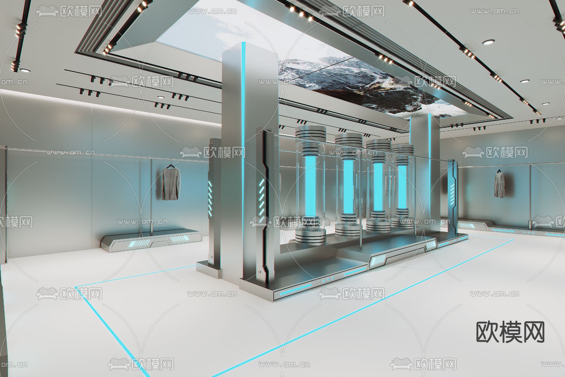 工业风服装店3d模型下载（渲染图2）