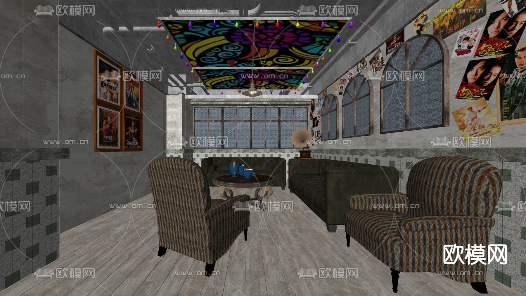 怀旧剧本杀包间su模型下载（渲染图2）