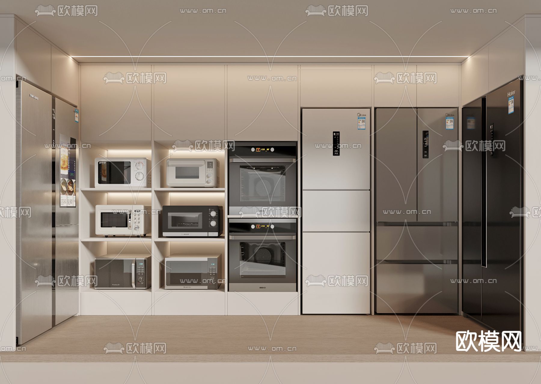 冰箱 烤箱 微波炉su模型下载（渲染图1）