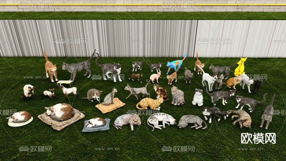 猫咪 宠物猫 英短 美短su模型下载(渲染图1)