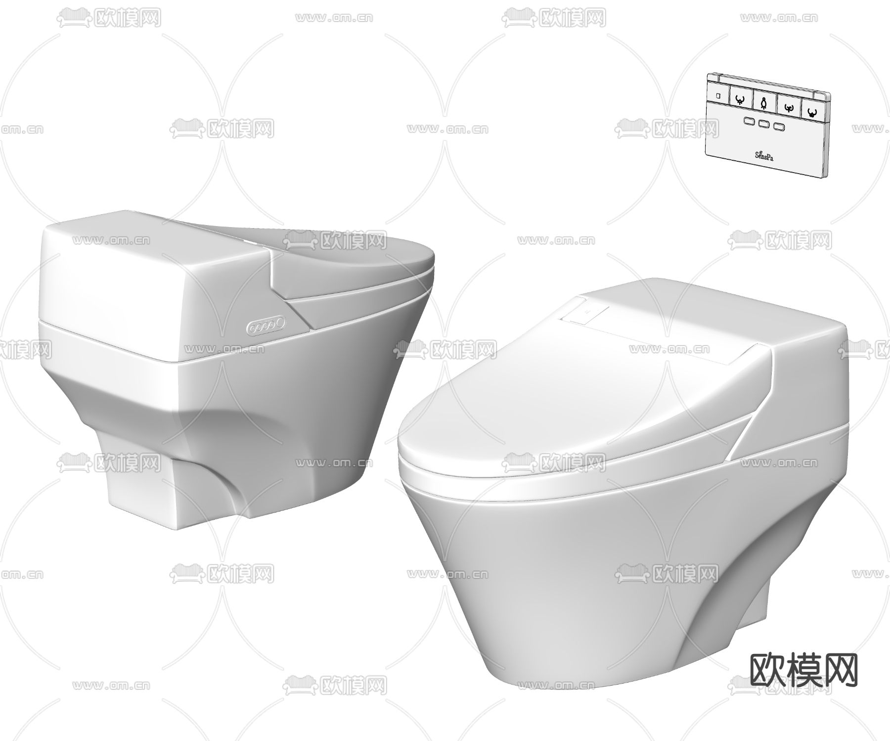 智能马桶 座便器su模型下载（渲染图2）