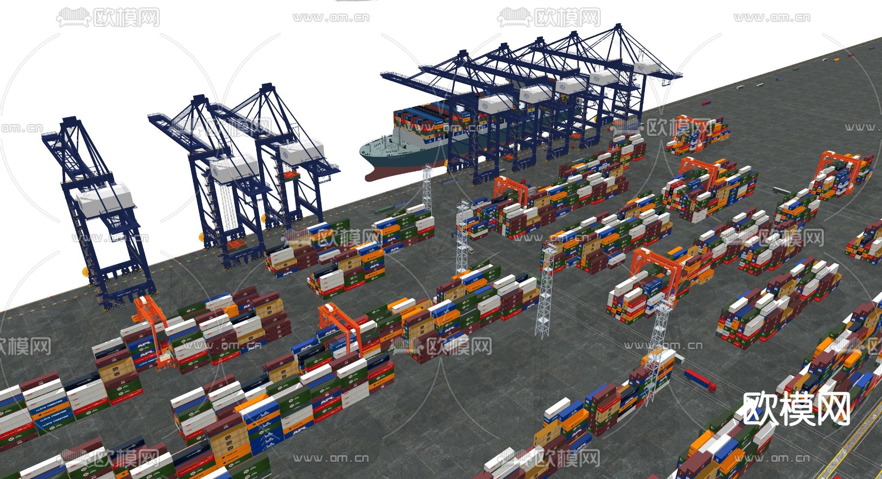 集装箱 集装箱码头su模型下载（渲染图1）