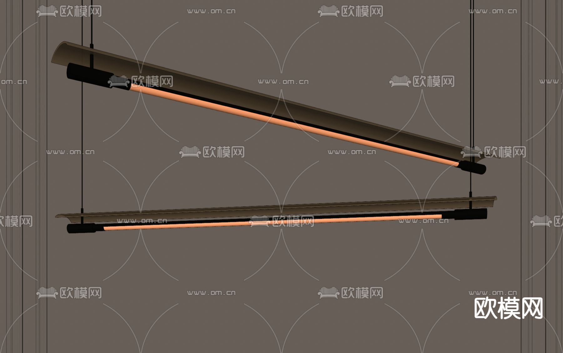现代办公吊灯su模型下载（渲染图2）