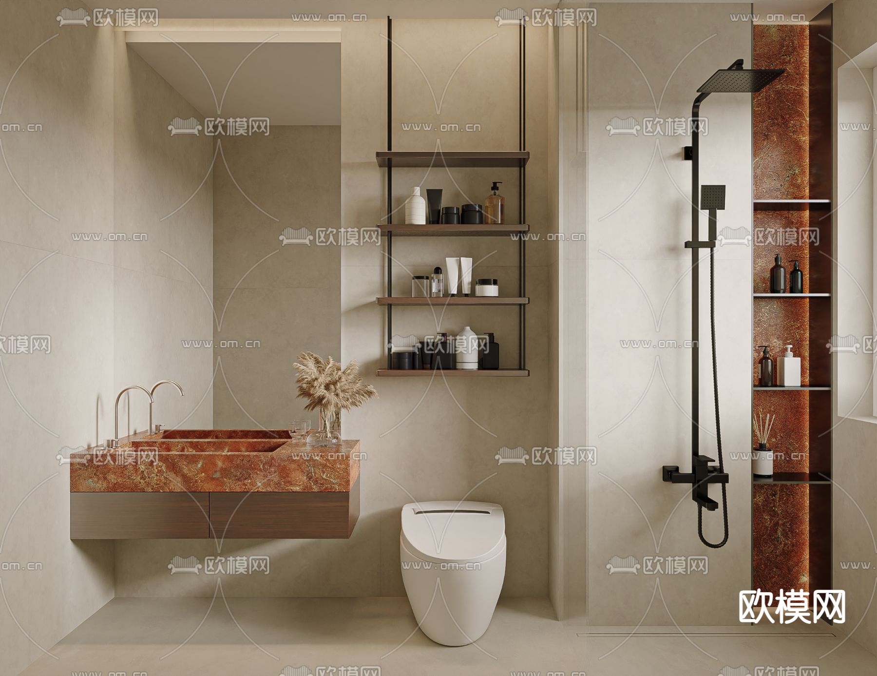 侘寂卫生间su模型下载（渲染图1）