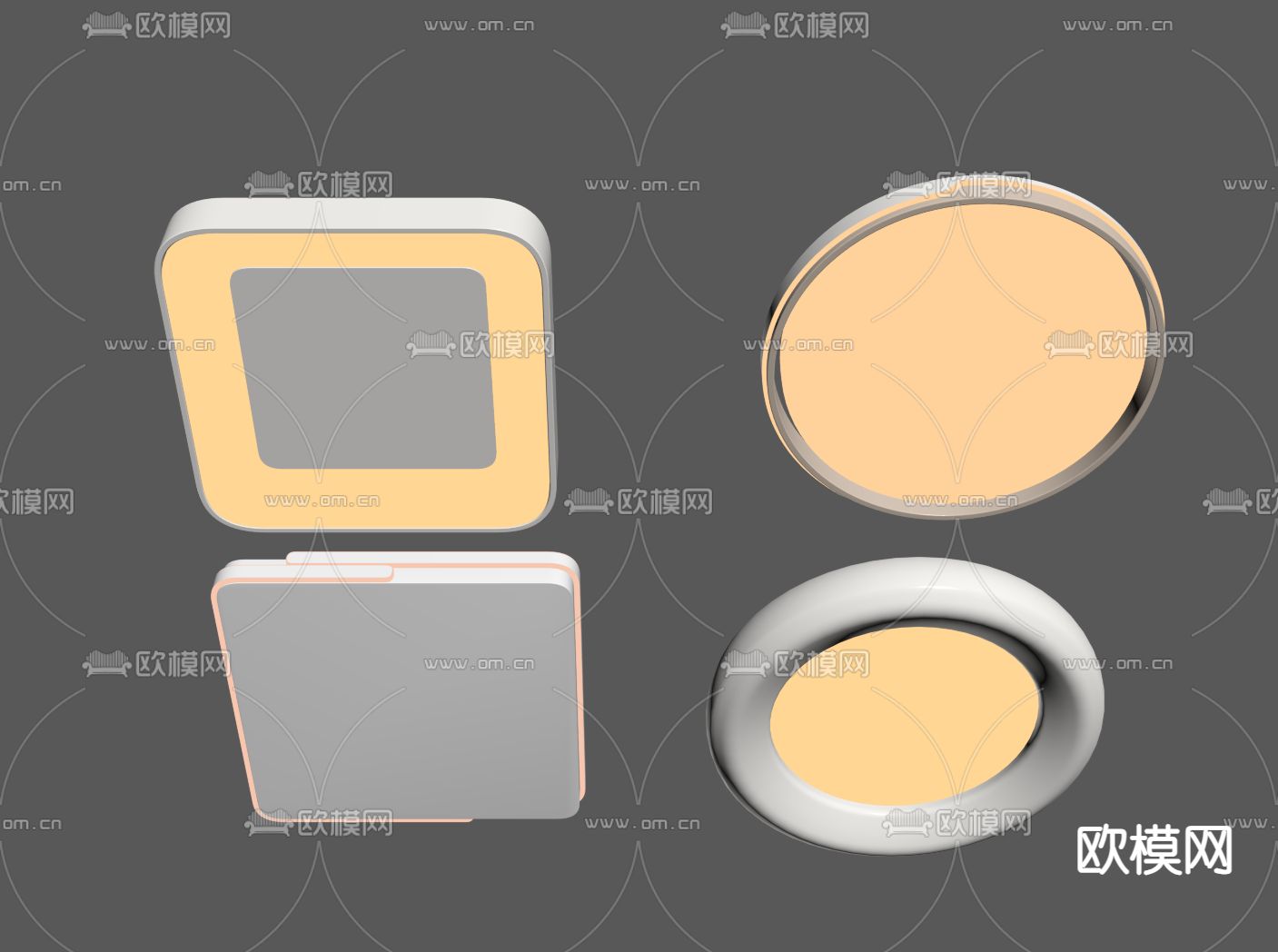 奶油风吸顶灯su模型下载（渲染图2）