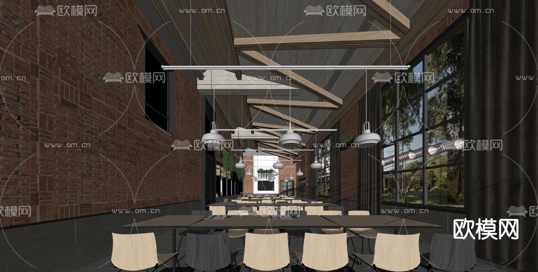 工业风食堂su模型下载（渲染图4）