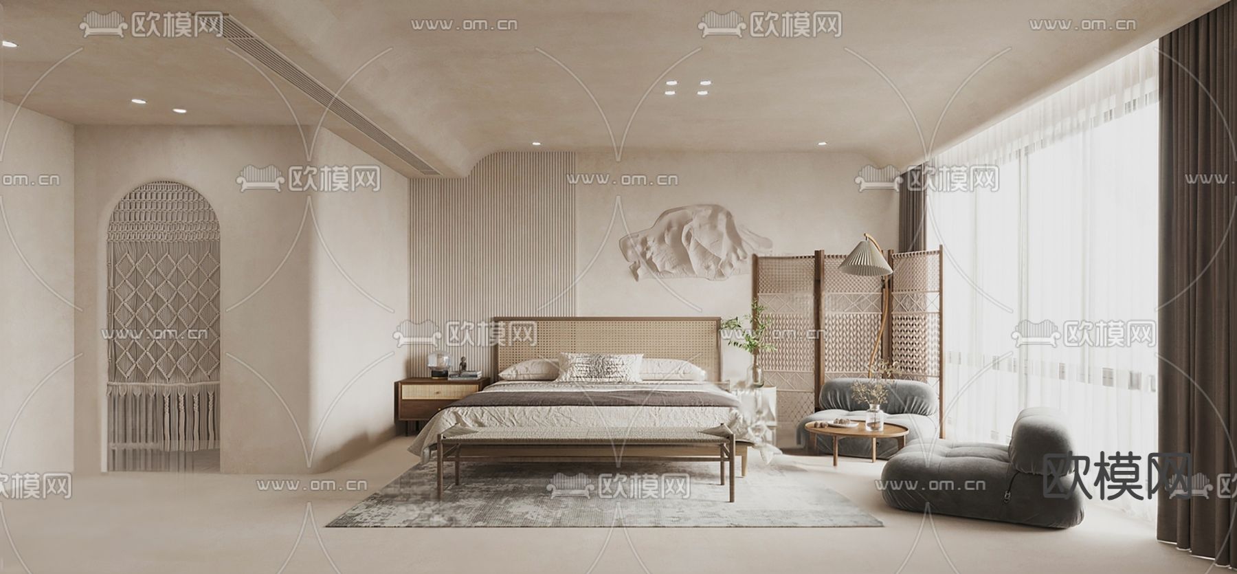 侘寂民宿客房su模型下载（渲染图1）