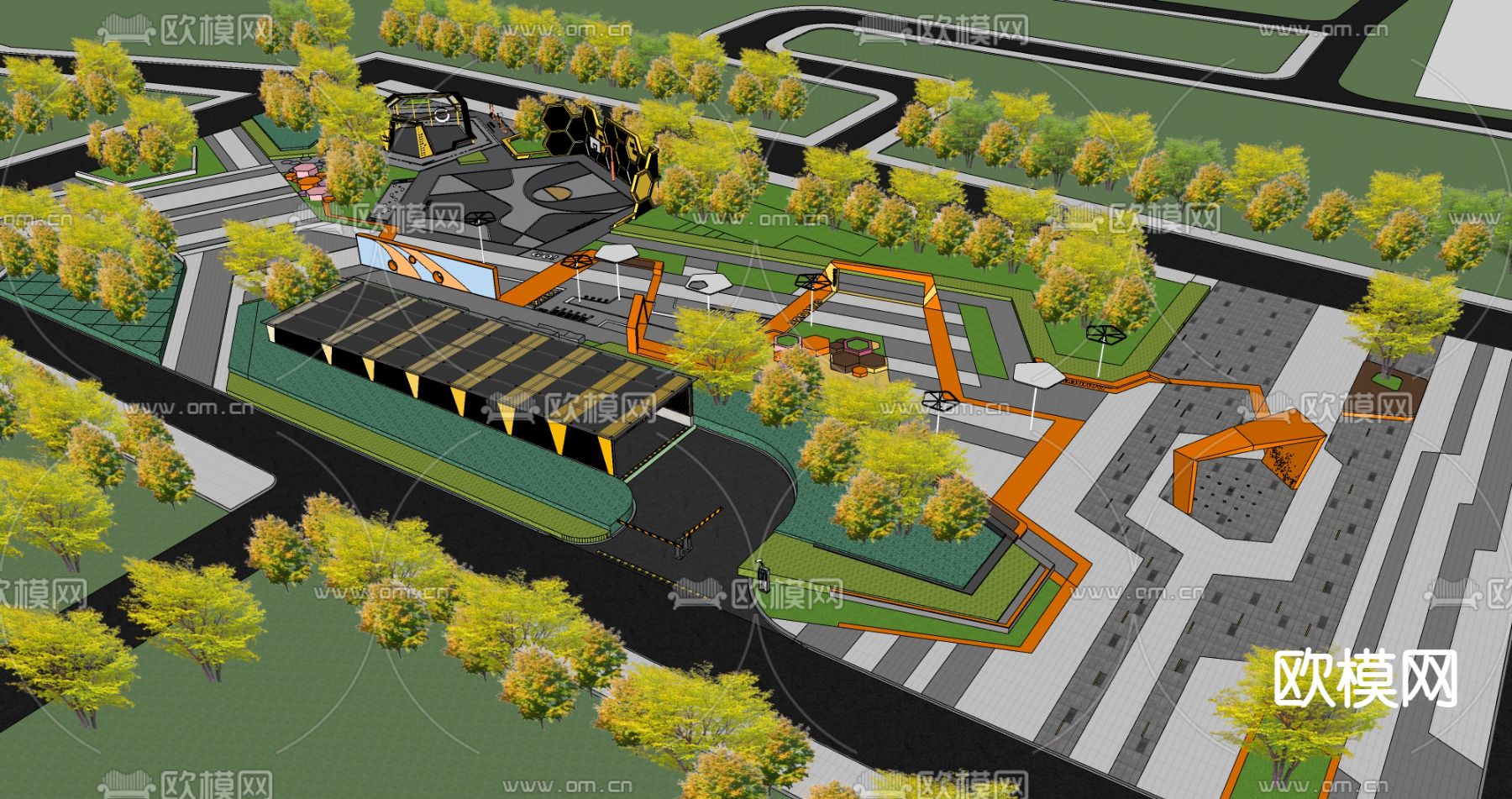 体育运动公园su模型下载（渲染图4）