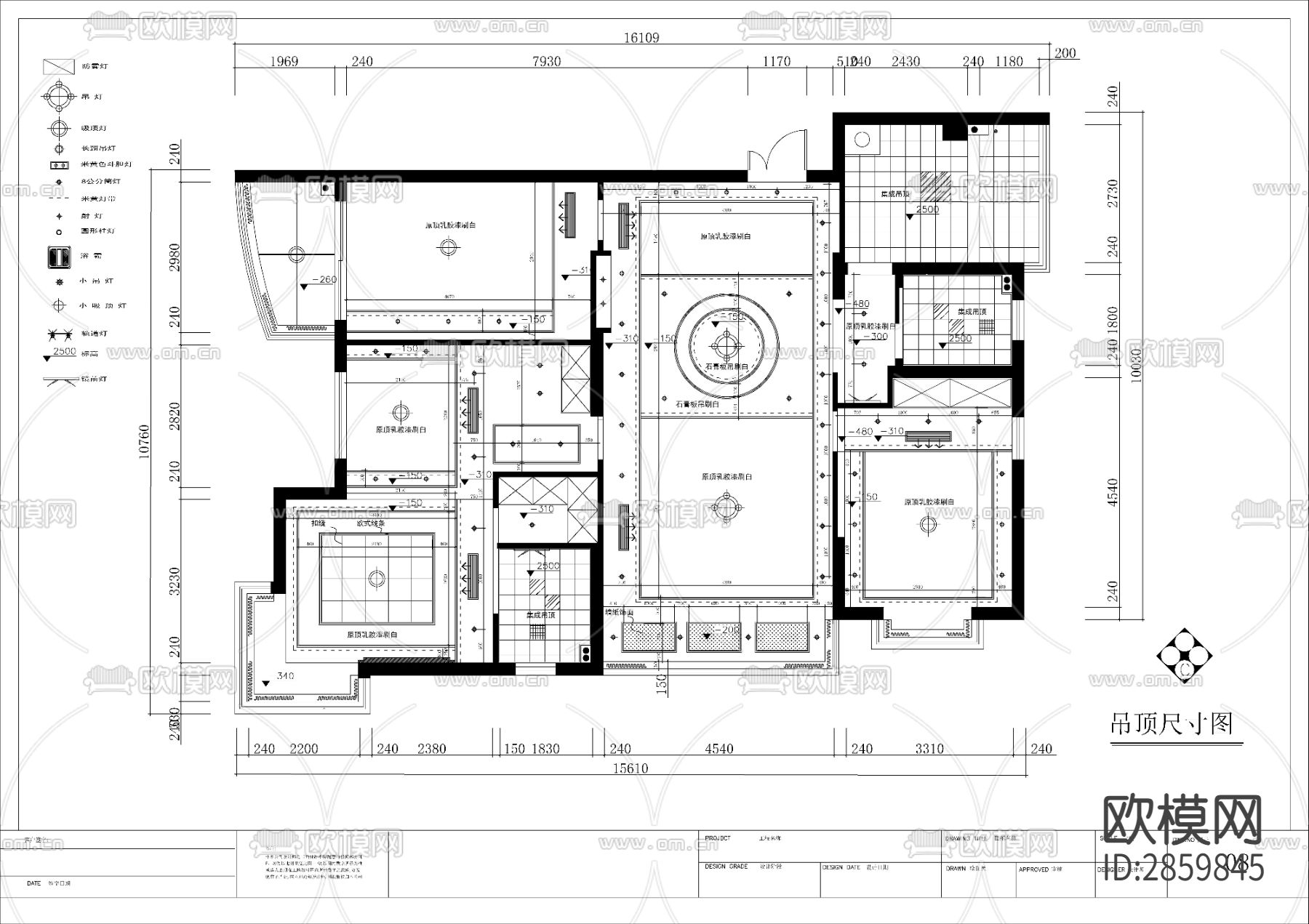 欧式风格平层cad施工图下载（渲染图6）