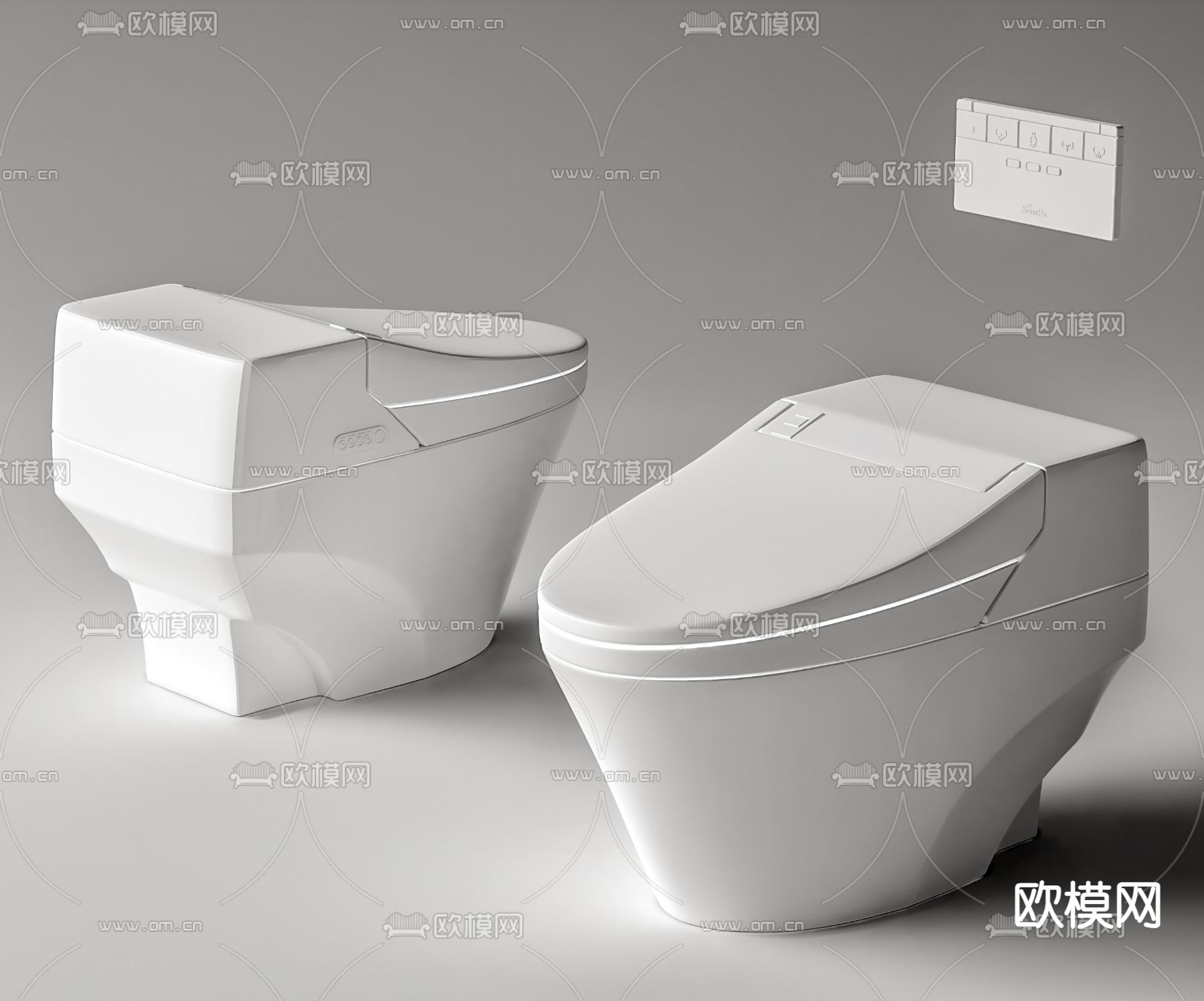 智能马桶 座便器su模型下载（渲染图1）