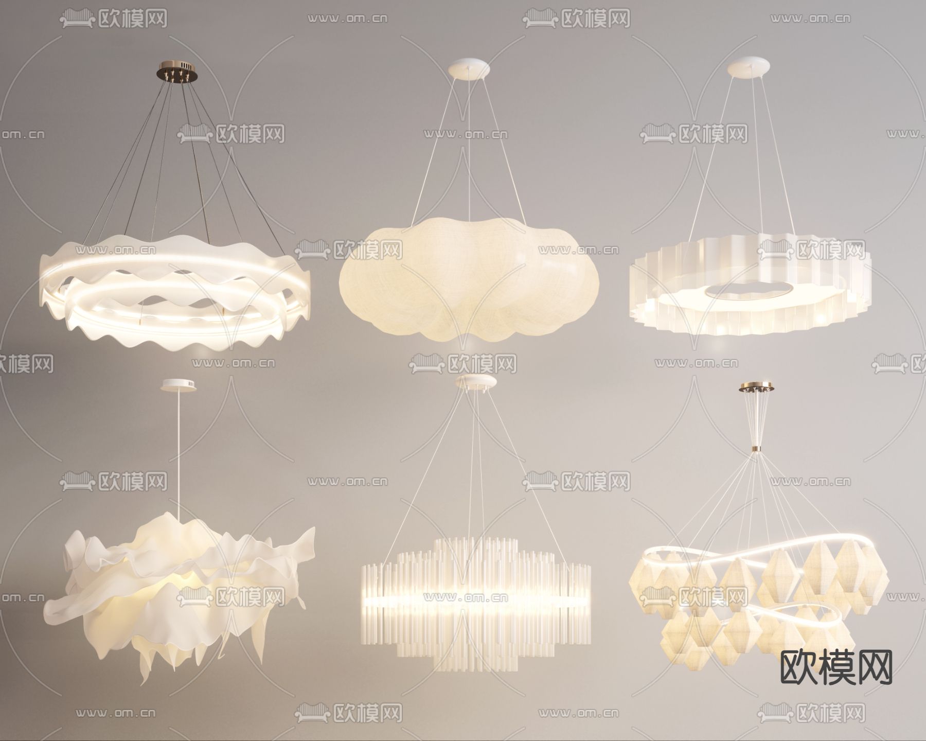 奶油风吊灯 大厅吊灯3d模型下载