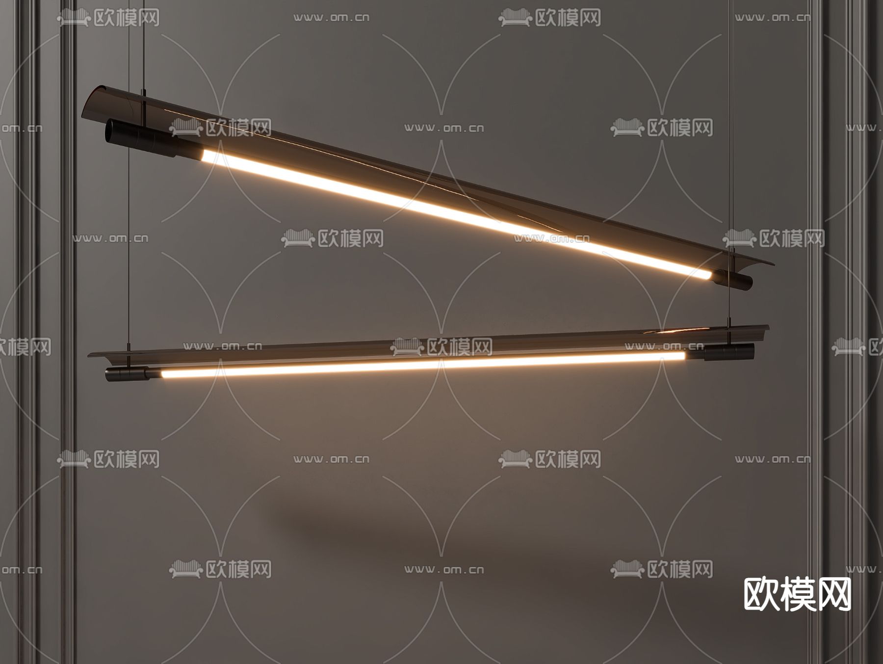现代办公吊灯su模型下载（渲染图1）
