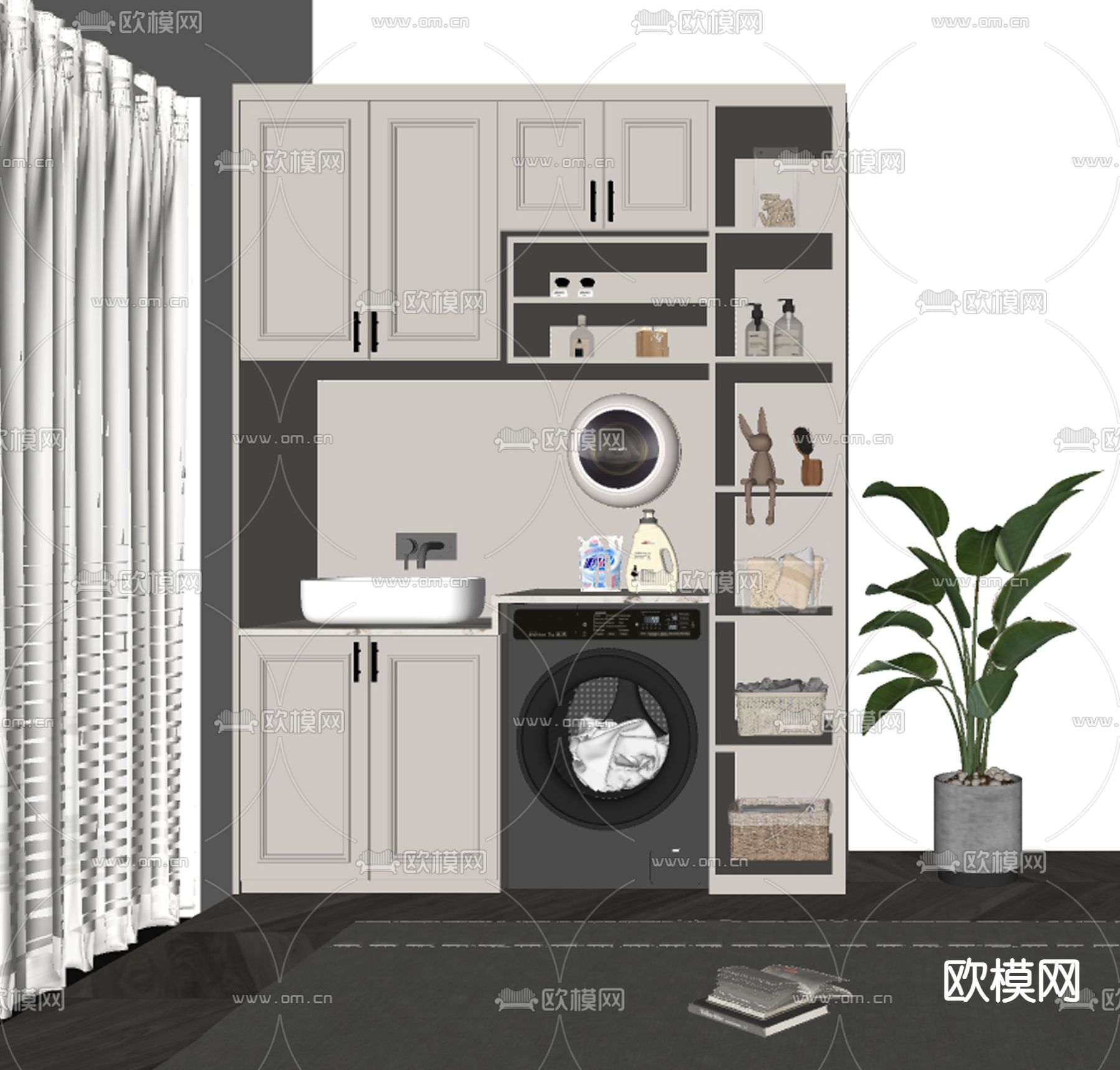 简欧洗衣柜su模型下载（渲染图2）