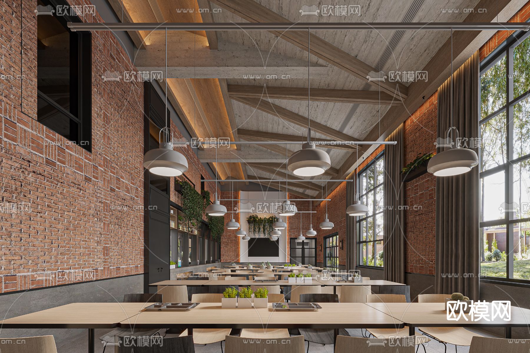 工业风食堂su模型下载（渲染图3）