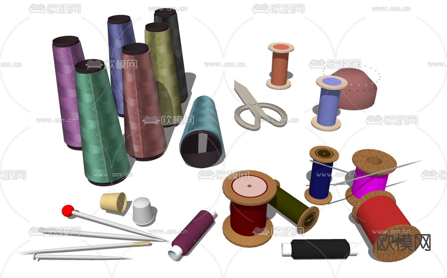 针织线 缝纫针线su模型下载（渲染图1）