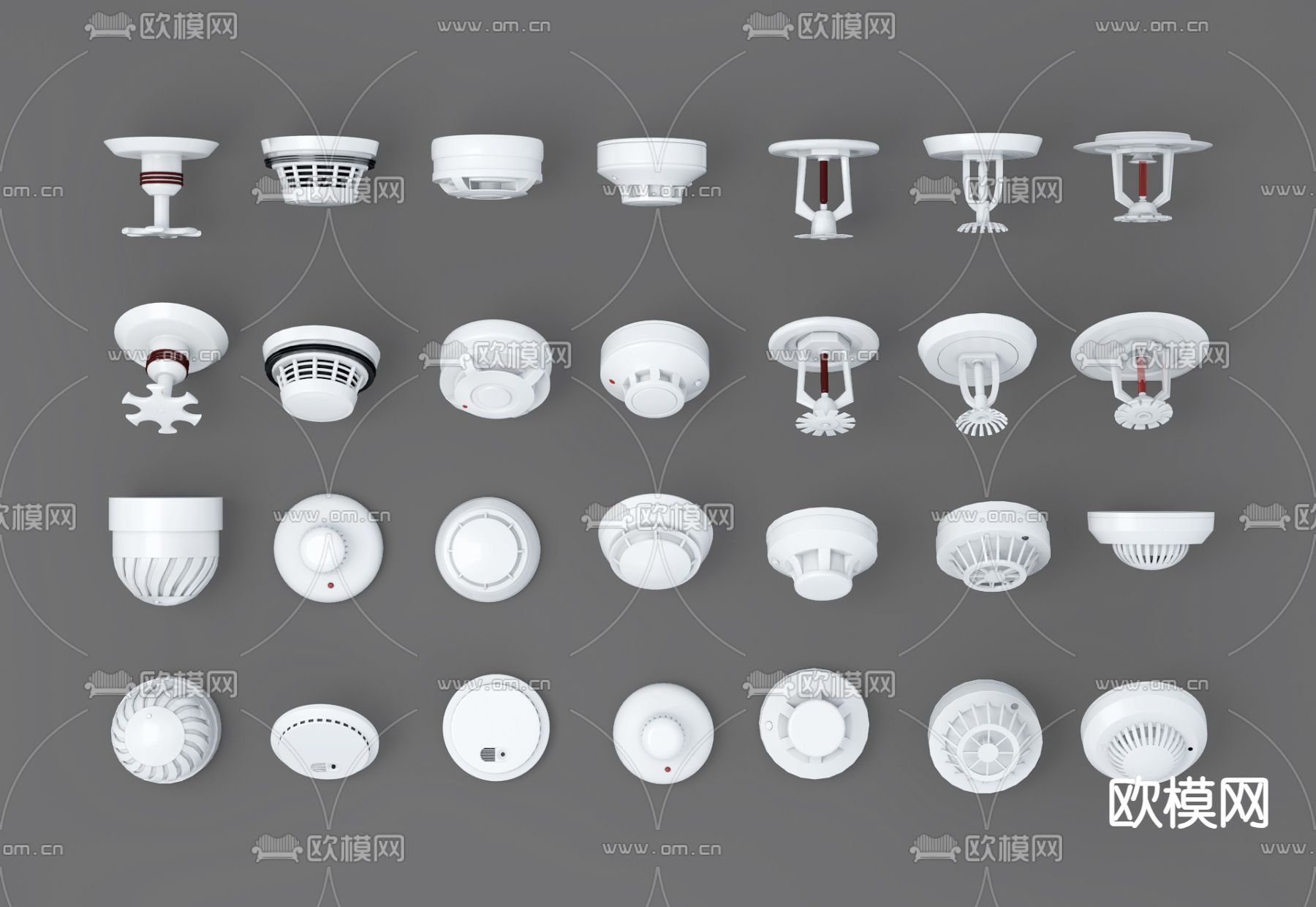 烟感器 喷水器 报警器3d模型下载