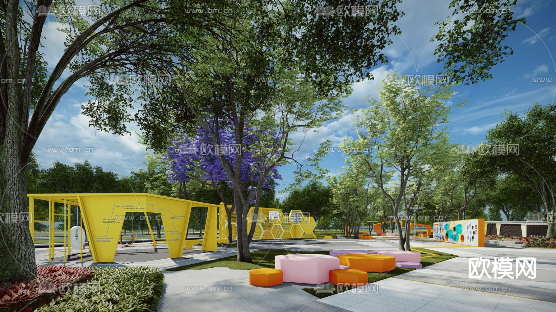 体育运动公园su模型下载（渲染图2）