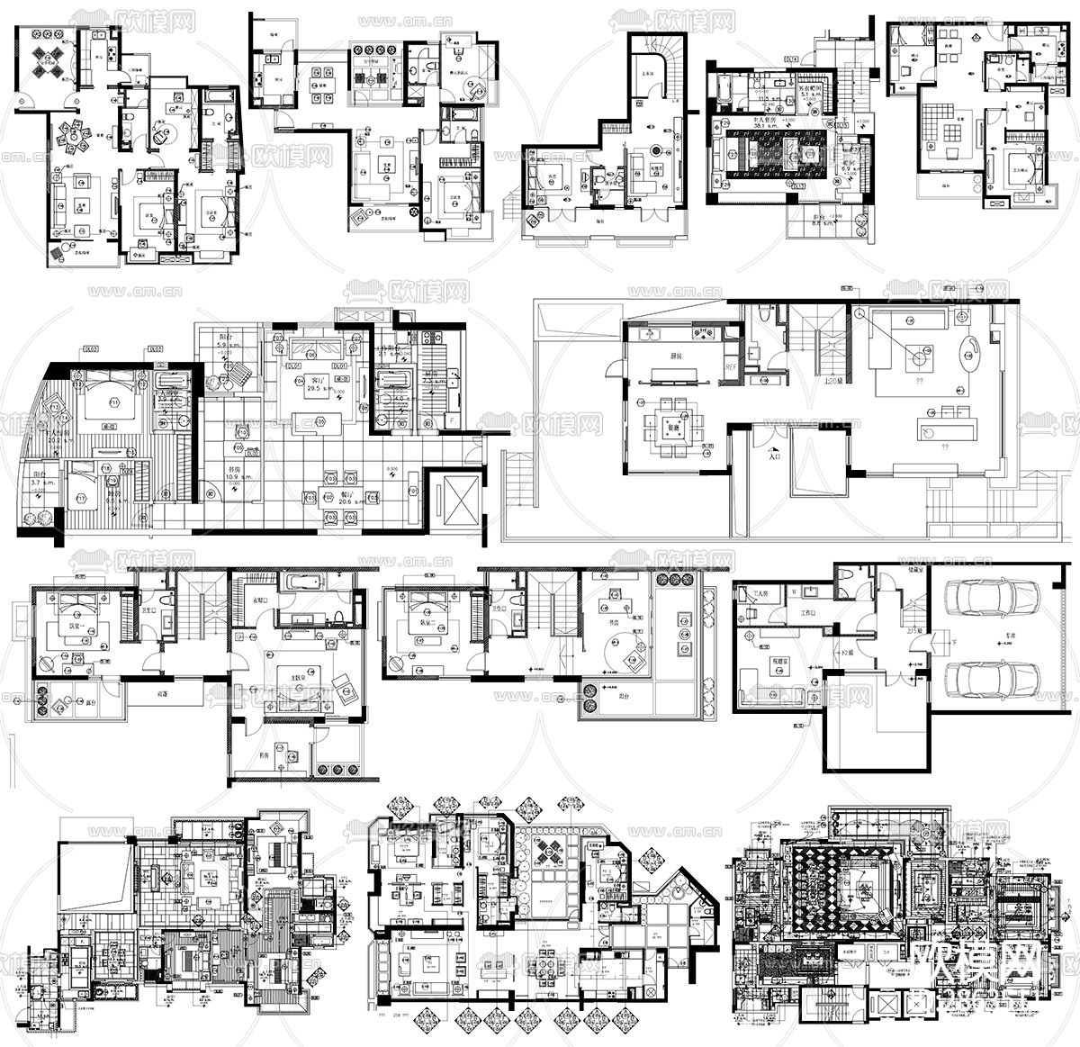 别墅cad施工图下载（渲染图3）