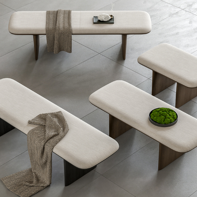 现代长凳 床尾凳su模型