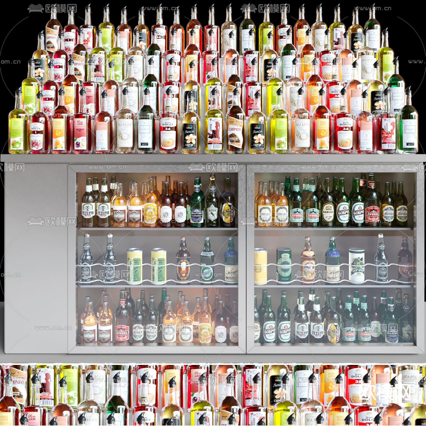啤酒 酒瓶 果酒 鸡尾酒su模型下载（渲染图1）