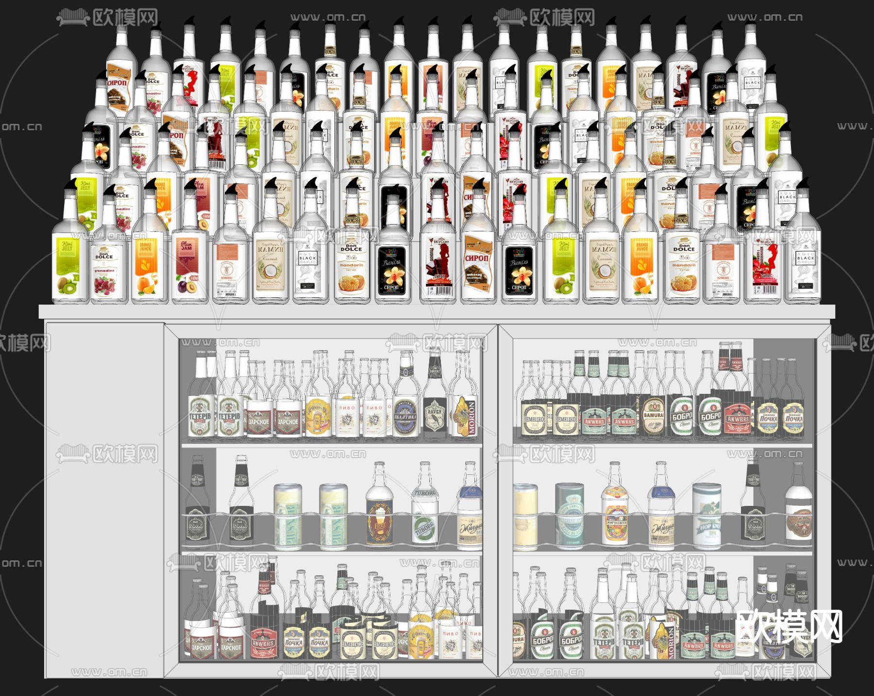 啤酒 酒瓶 果酒 鸡尾酒su模型下载（渲染图2）
